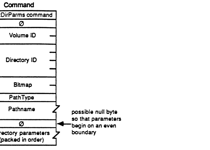 SetDirParms command packet structure