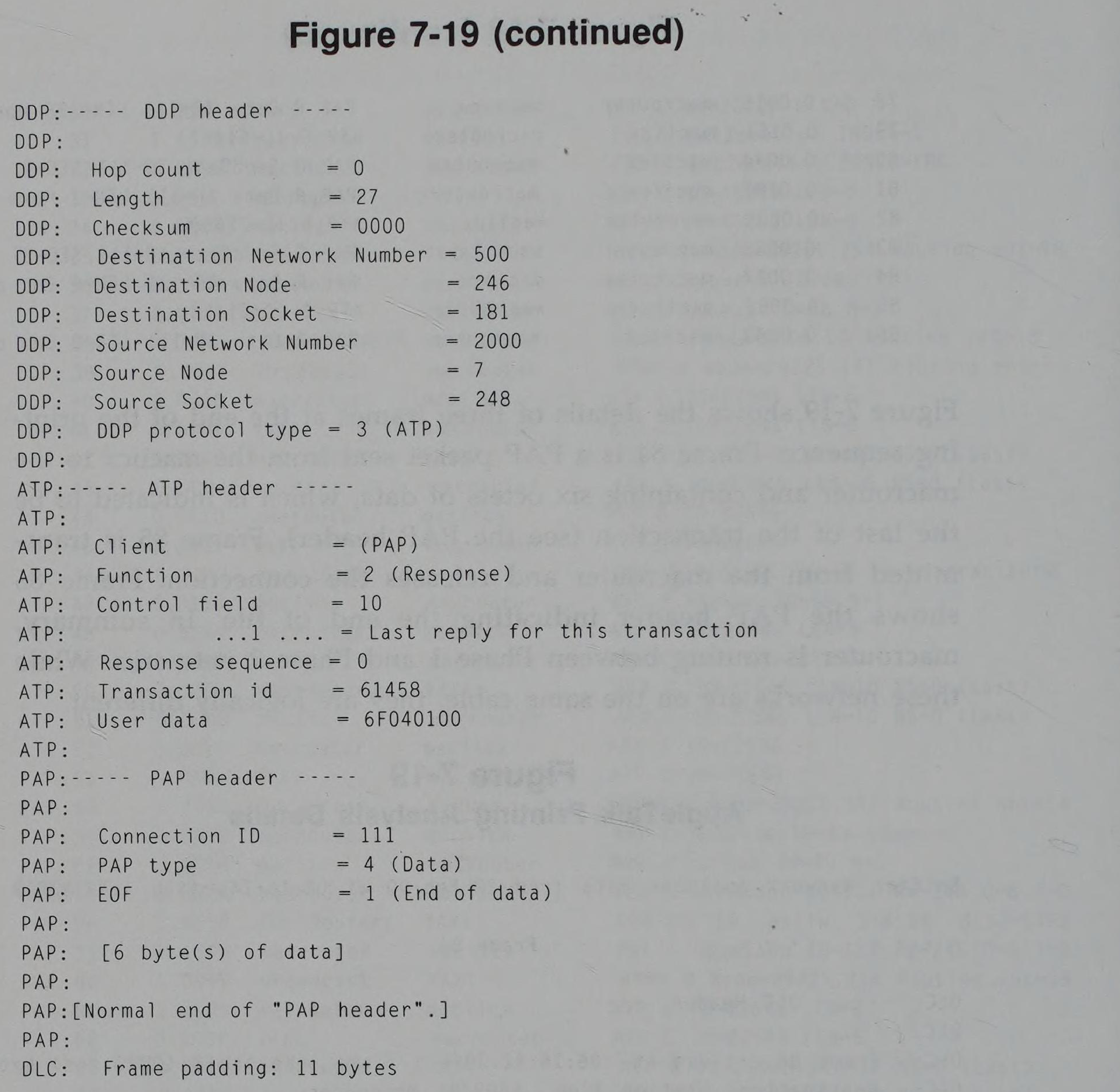 Analysis of DDP, ATP, and PAP protocol headers