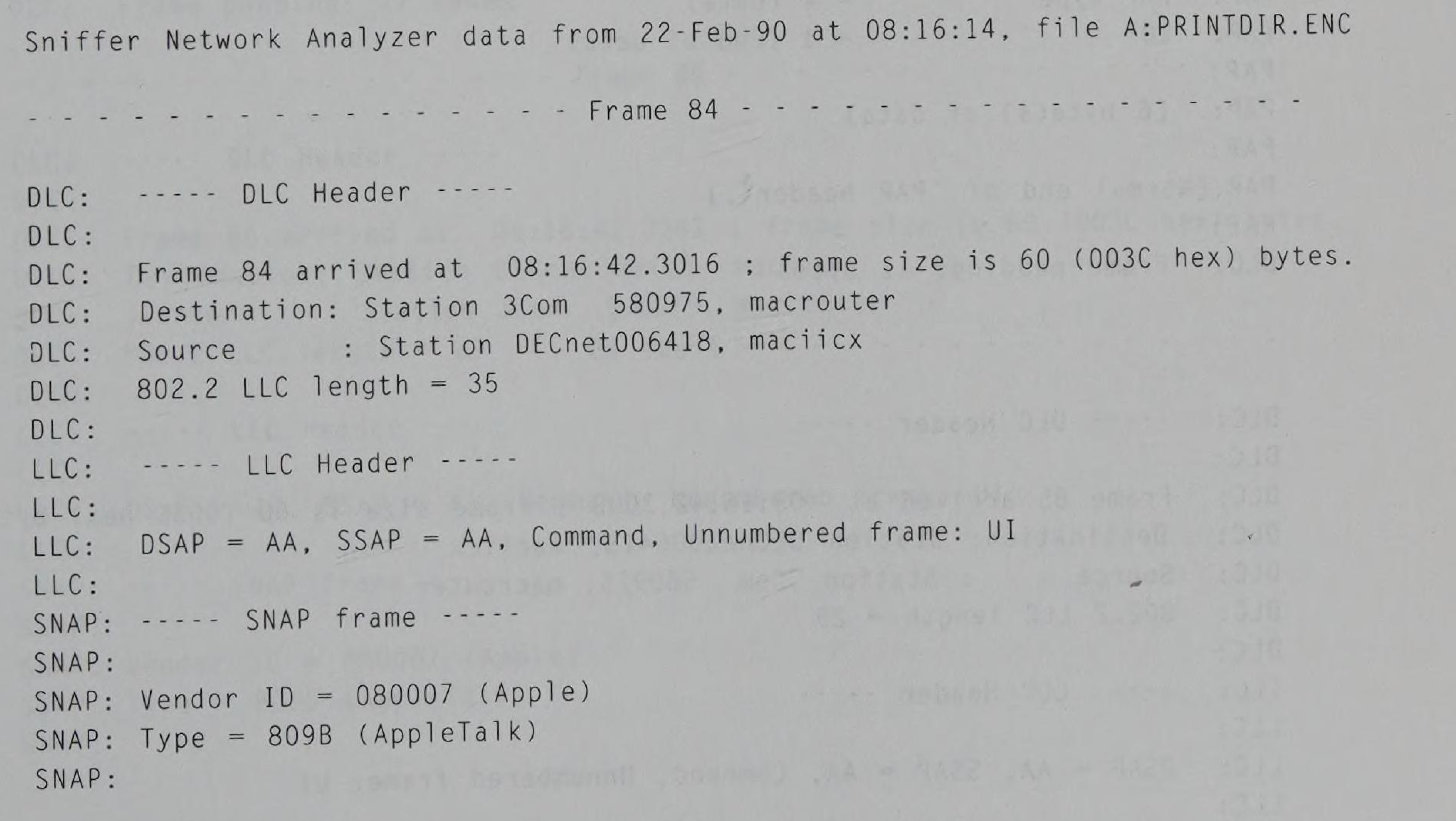 Sniffer analyzer details for Figure 7-19