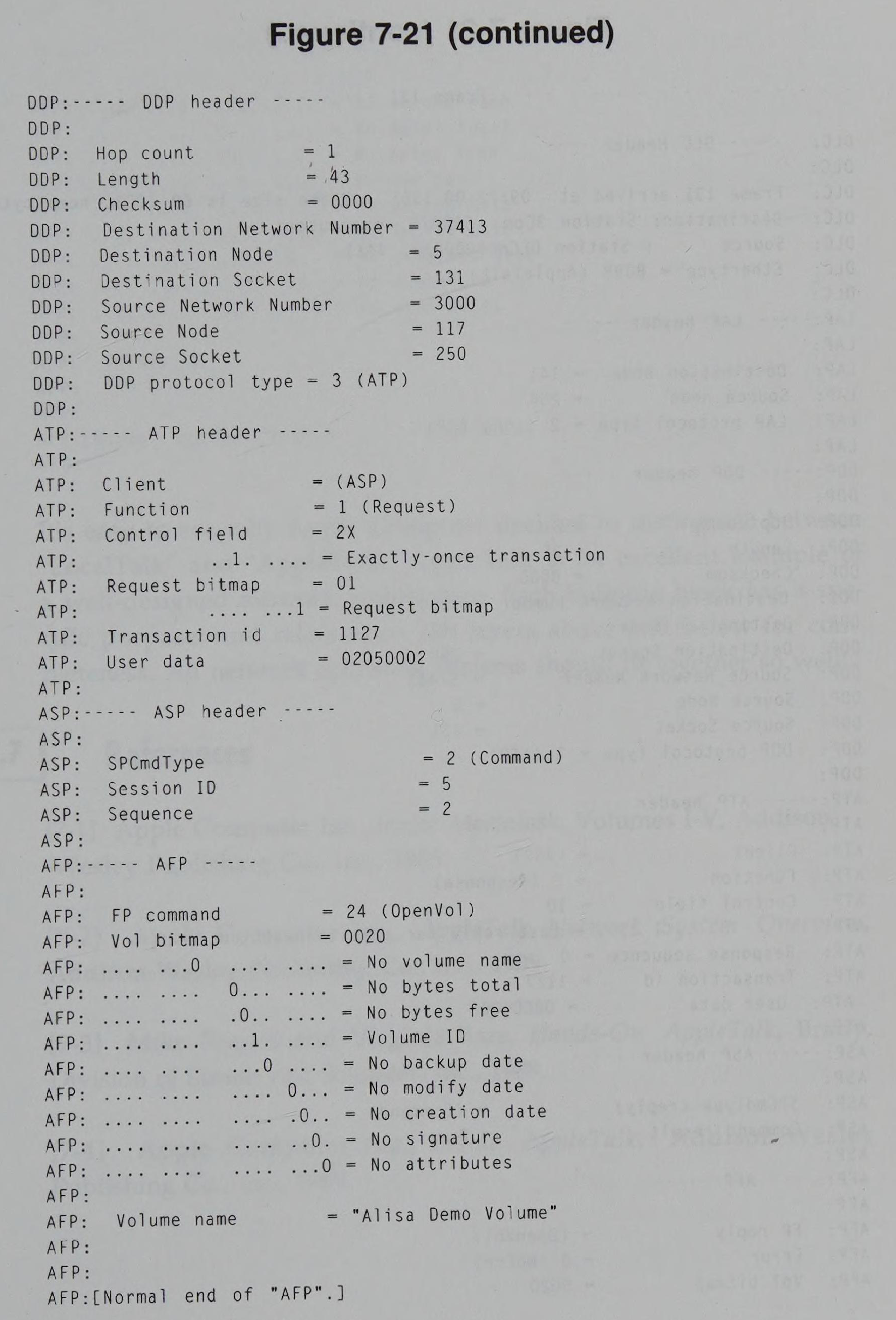 Protocol decode for Figure 7-21 continued
